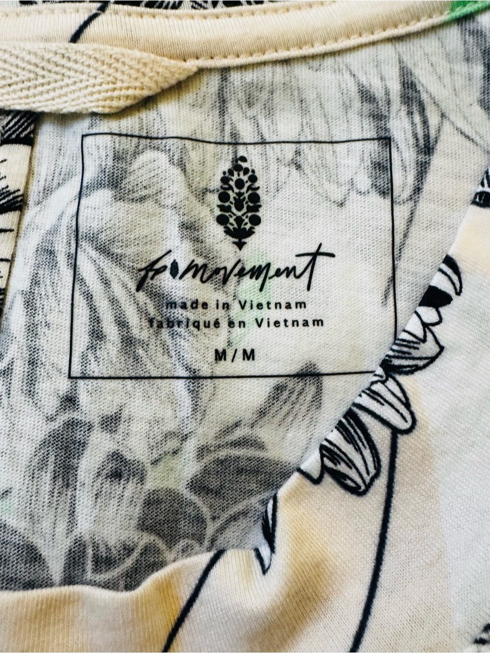 FP Movement by Free People Black & Cream Floral Muscle Tee with Mint Accents - Picture 3 of 4